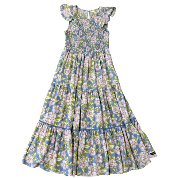 Matilda Jane Dresses & Skirts - Matilda Jane Floral Smocked Maxi Dress Blue Pink Flutter Sleeve Women Size M